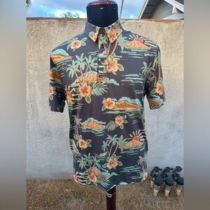 PreOwned Kahala Hawaiian Print Multicolored Polo Shirt Men's Small